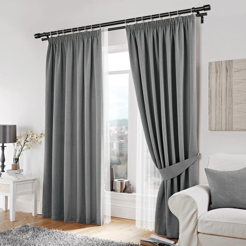 HOTOZON Double Curtain Rod 32 to 86 Inch, HOTOZON 1 Inch Heavy Duty Double Curtain Rods for Windows 20 to 82 Inches(1.7-6.8 ft), Telescoping Drapery Rod with Simple End Finials, Black - Image 2