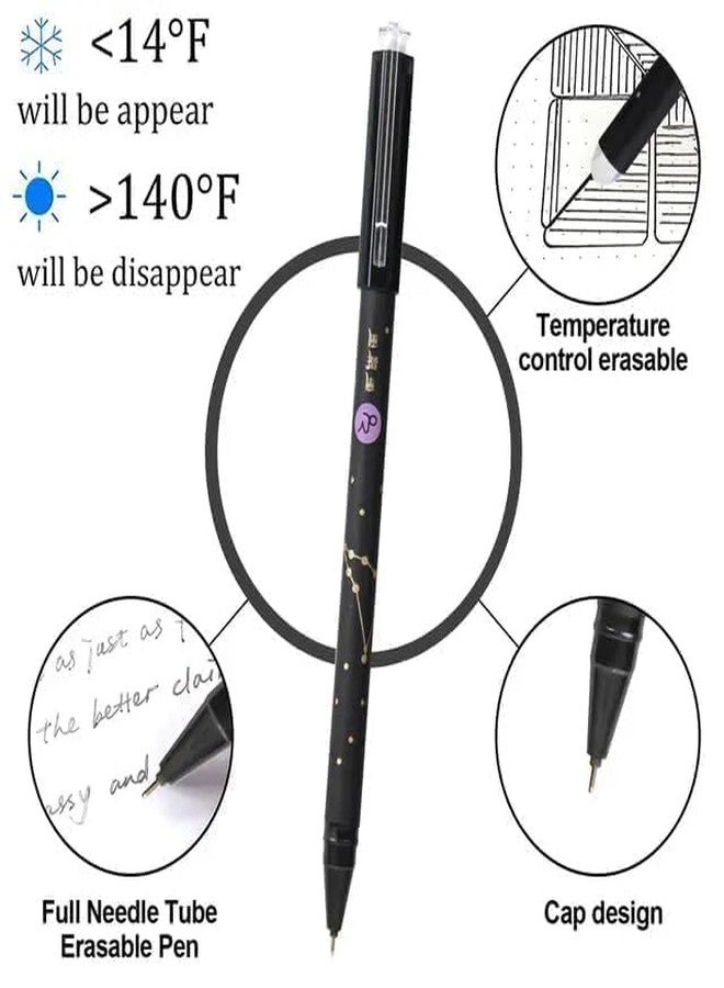 OVERSEASE Erasable Galaxy Printed Zodiac Gel Pen with Constellation star Design, 0.5mm tip blue ink Office School Stationary Supplies, Pack of 12 (Erasable Zodiac Pens) - Image 4