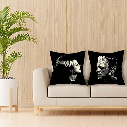 Giosve 18x18 in Set of 2 Decorative Pillowcase Halloween Gothic Couple Horror Throw Pillow Cover Gifts for Gothic Room Couch Sofa Decor, Gifts for Couples, Valentine Day (Black2) - Image 2