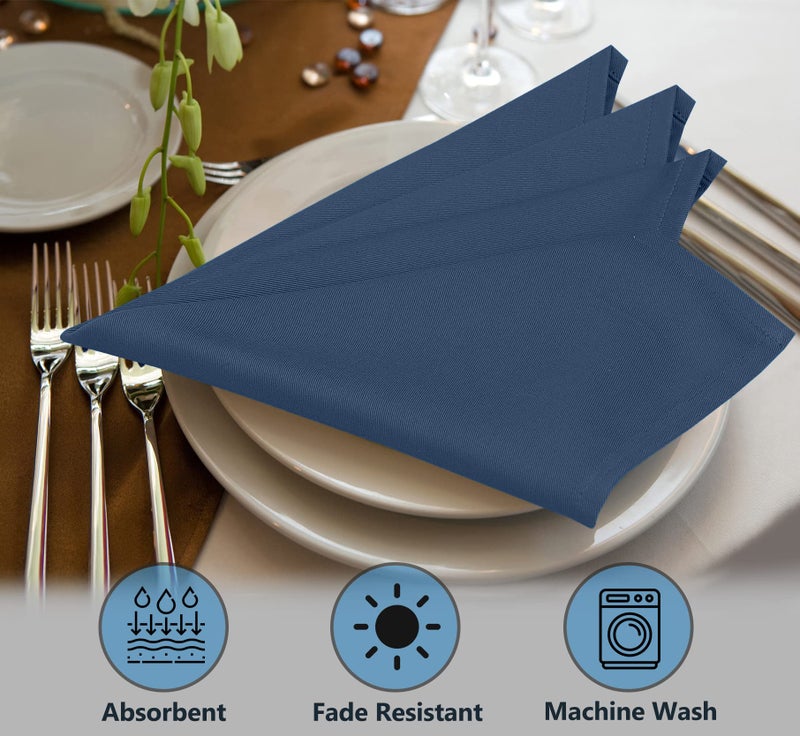 Ruvanti Cloth Napkins Set of 12, 18x18 Inches Napkins Cloth Washable, Soft, Durable, Absorbent, Cotton Blend. Table Dinner Napkins Cloth for Hotel, Lunch, Restaurant, Weddings, Parties - Navy Blue - Image 5