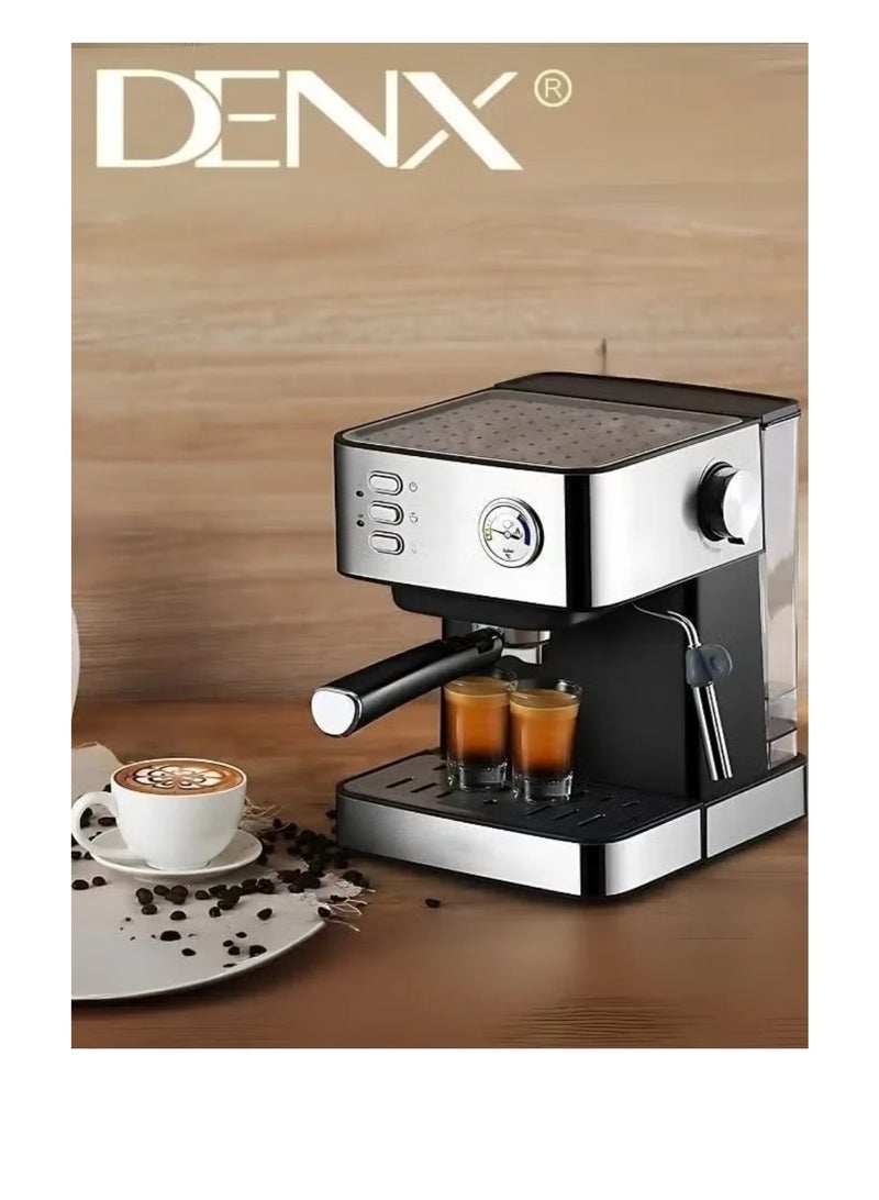 Dinex Denx Professional Home Espresso Machine, 1.6L Capacity, 850W Power, with Milk Frother and Analog Thermometer, Stainless Steel Body - Image 2