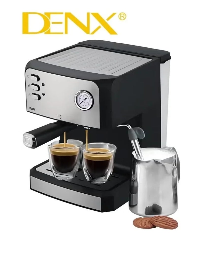 Dinex Denx Professional Home Espresso Machine, 1.6L Capacity, 850W Power, with Milk Frother and Analog Thermometer, Stainless Steel Body - Image 5