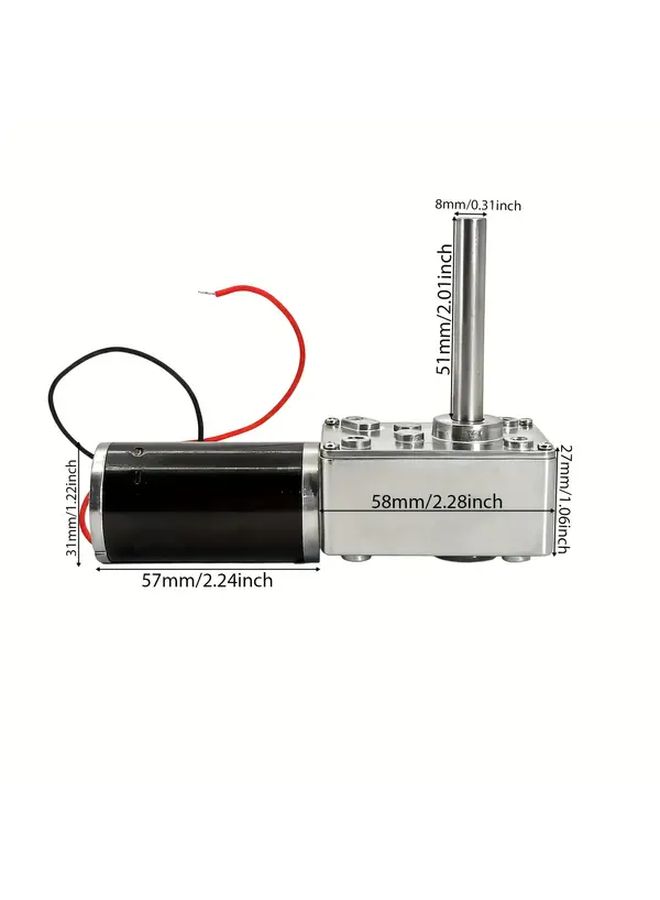 12V DC Worm Gear Motor Adjustable Speed 7rpm Heavy Duty Self Locking 51mm Shaft - Image 2