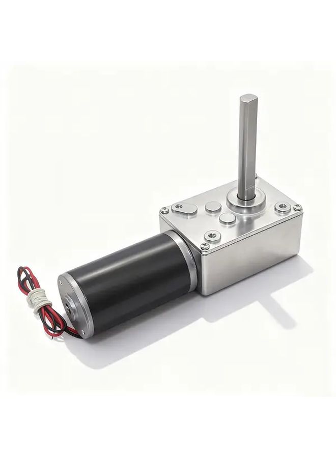 12V DC Worm Gear Motor Adjustable Speed 7rpm Heavy Duty Self Locking 51mm Shaft - Image 1