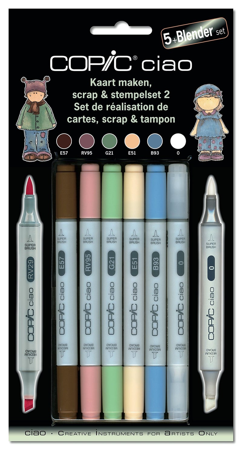 Copic Ciao 51 Marker Set  Scrap and Stamping Set 2 Pack of 5  Blender
