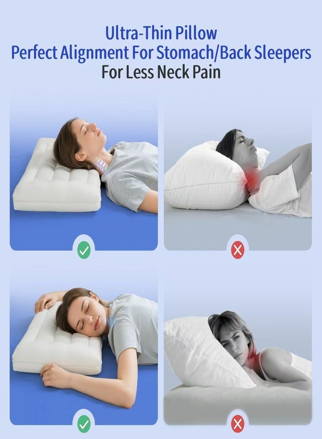 LOFE Flat Pillow - Ultra Thin & Adjustable Low Pillow for Side Back Stomach Sleepers, Relief Neck & Shoulder Pain, Customizable Support with Baffle Box Design to Hold Shape, Cotton Cover as Insert - Image 2