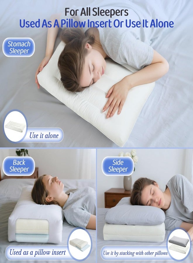 LOFE Flat Pillow - Ultra Thin & Adjustable Low Pillow for Side Back Stomach Sleepers, Relief Neck & Shoulder Pain, Customizable Support with Baffle Box Design to Hold Shape, Cotton Cover as Insert - Image 3