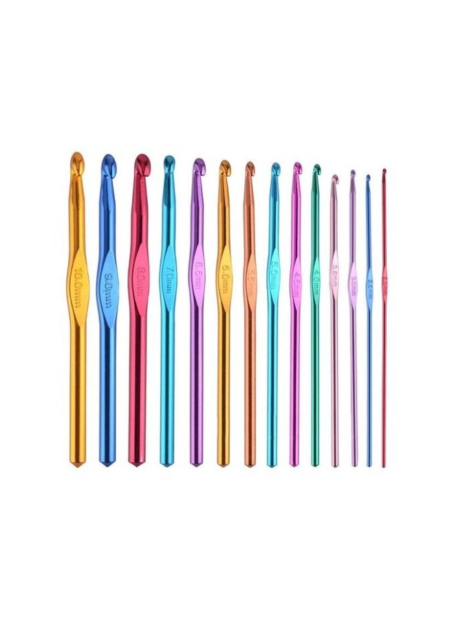 إبر كروشيه معدنية ملونة، 12 قطعة، متعددة الألوان، أدوات الحياكة اليدوية (2.0 ملم - 10.0 ملم) - Image 1