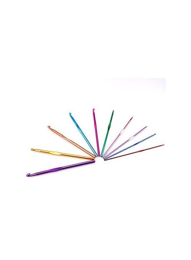 إبر كروشيه معدنية ملونة، 12 قطعة، متعددة الألوان، أدوات الحياكة اليدوية (2.0 ملم - 10.0 ملم) - Image 2