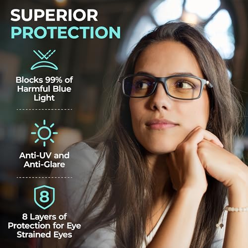 Prospek Blue Light Glasses for Woman and Men – Superior 99% HARMFUL Blue Light Blocking Computer Glasses, DYNAMIC Anti-Glare Bluelight Reading Glasses, Regular, No Magnification - Image 2