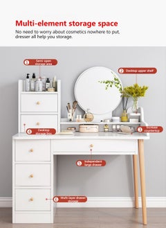 Sharpdo LED Mirror Make up Table, Modern Minimalist Bedroom Dressing Table, Vanity Table with 7 Drawers for Storage and Partition Storage(Without Chair)  - Image 2