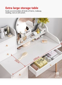 Sharpdo LED Mirror Make up Table, Modern Minimalist Bedroom Dressing Table, Vanity Table with 7 Drawers for Storage and Partition Storage(Without Chair)  - Image 3