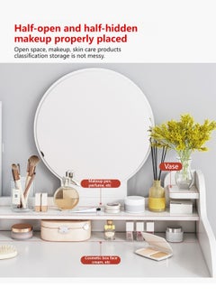 Sharpdo LED Mirror Make up Table, Modern Minimalist Bedroom Dressing Table, Vanity Table with 7 Drawers for Storage and Partition Storage(Without Chair)  - Image 4
