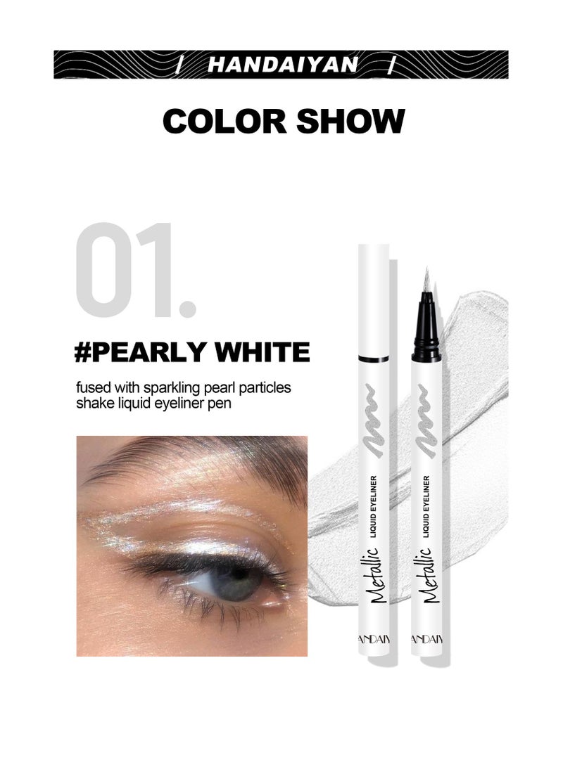 Handaiyan 6 Pcs Liquid Eyeliner Long Lasting Waterproof Professional Pearlescent Makeup Colorful Eyeliners Set Sweat Smudge Proof Women Tool Kit,Soft,Smooth,Natural,Hyper Easy Suitable For Clubs, Stages,Parties  - Image 2