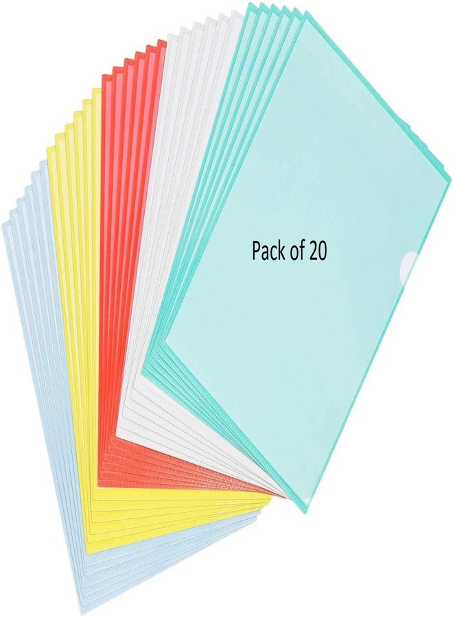 Shining Zon L-Type Transparent Clear Documents Sleeve Project Paper Folders Organizer Important Certificate My Clear Folder (Pack of 20 A4 Size Paper-140 Micron) - Image 1