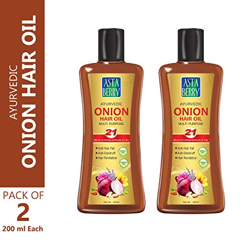 ASTABERRY Onion Hair Oil For Hair Growth 200ml- Anti-Hair Fall Oil | Anti Dandruff & Anti Revitalizer | Goodness of 21 Herbal Extract & Essentials Oils Pack of 2,(2 x 200ml) - Image 2
