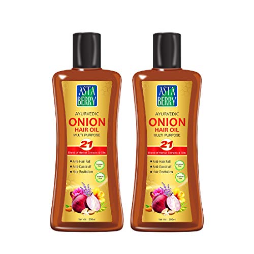 ASTABERRY Onion Hair Oil For Hair Growth 200ml- Anti-Hair Fall Oil | Anti Dandruff & Anti Revitalizer | Goodness of 21 Herbal Extract & Essentials Oils Pack of 2,(2 x 200ml) - Image 1
