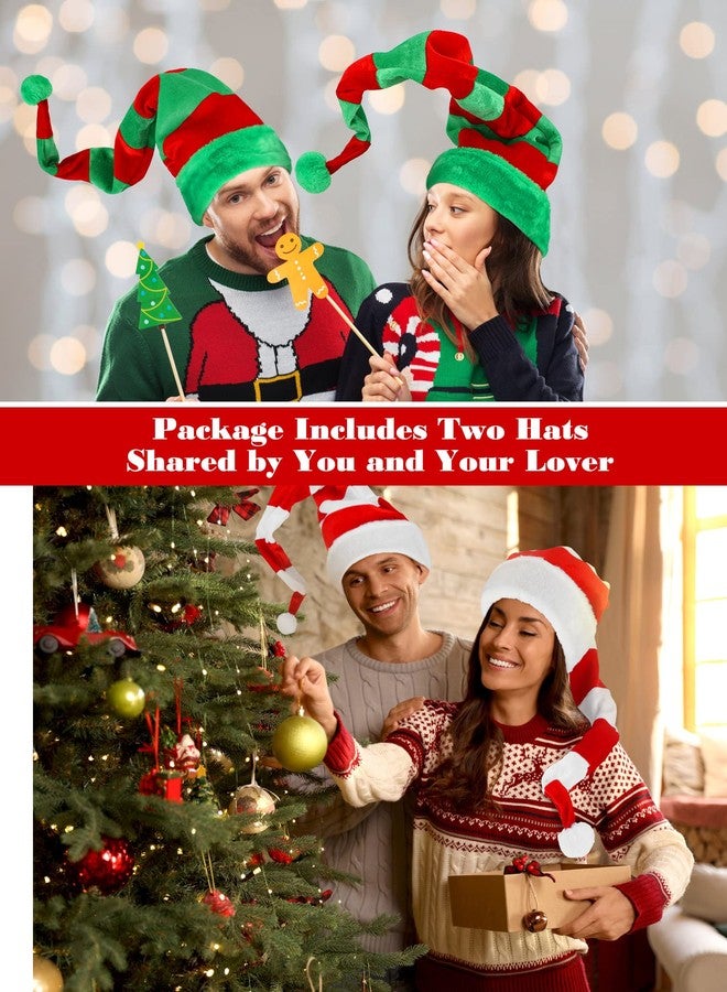 Newcotte 2 Pcs Christmas Elf Felt Hat Long Striped Santa Hat Plush Christmas Accessories for Women Men (Stylish Style, 35 x 12 Inch) - Image 5