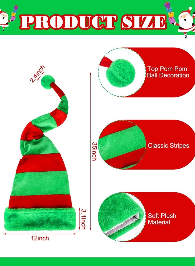 Newcotte 2 Pcs Christmas Elf Felt Hat Long Striped Santa Hat Plush Christmas Accessories for Women Men (Stylish Style, 35 x 12 Inch) - Image 3