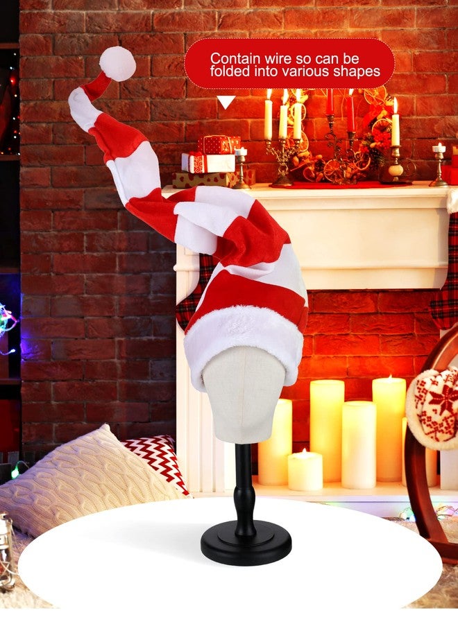 Newcotte 2 Pcs Christmas Elf Felt Hat Long Striped Santa Hat Plush Christmas Accessories for Women Men (Stylish Style, 35 x 12 Inch) - Image 4