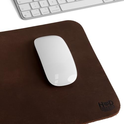 Hide & Drink Genuine Leather Mouse Pad, Anti Slip Leather Mousepad for Gaming, for Apple Magic Mouse & PC, Ergonomic Non Slip Base, Brown & Black Large Mat Pads for Desk, Computer Mousepads for Men - Image 3