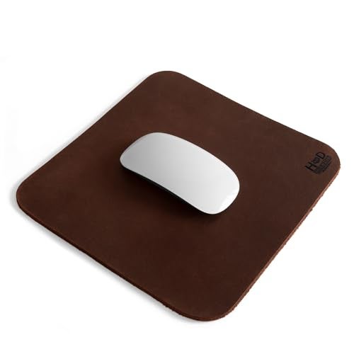 Hide & Drink Genuine Leather Mouse Pad, Anti Slip Leather Mousepad for Gaming, for Apple Magic Mouse & PC, Ergonomic Non Slip Base, Brown & Black Large Mat Pads for Desk, Computer Mousepads for Men - Image 1