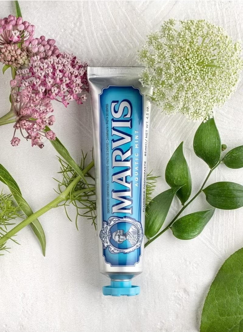 Marvis Aquatic Mint Toothpaste 85ml - Brightening and Cleaning Teeth with Fresh Ocean Rhythm - Image 4