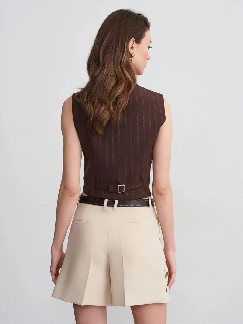 ديلفين Dilvin High-waist Tailored Crepe Shorts With Belt