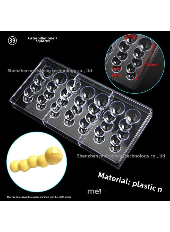 Creative Star Chocolate Mold Water Drop Heart-shaped Strawberry Hard Mold Chocolate Lotus Mold Baking Mold-Color:CC0039 Caterpillar - Image 1