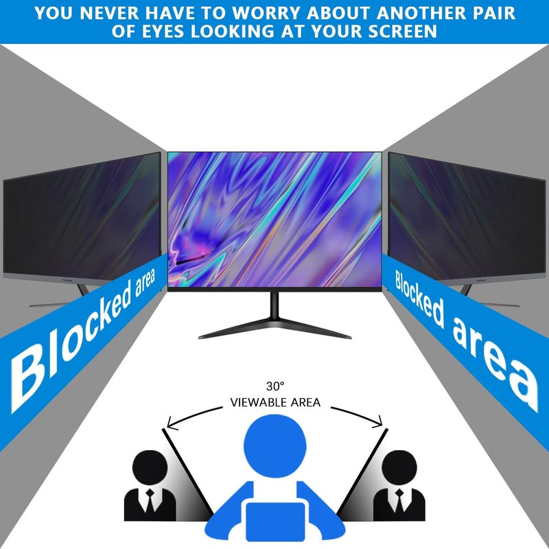Halloive Budget friendly sizing alternatives Computer privacy screen 22 inch, Removable 16:10 Aspect Ratio Widescreen Laptop Monitor,Eye Protection Anti Glare Blue Light Slide Mount Tabs Cover Screen Protector for privacy screen filter 22 inch Easy daily handling design - Image 3