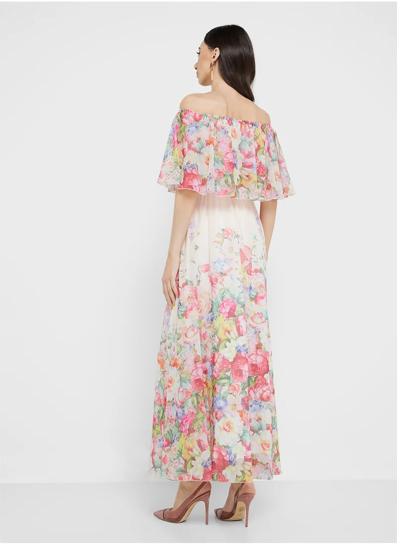 ELLA Off Shoulder Floral Print Dress