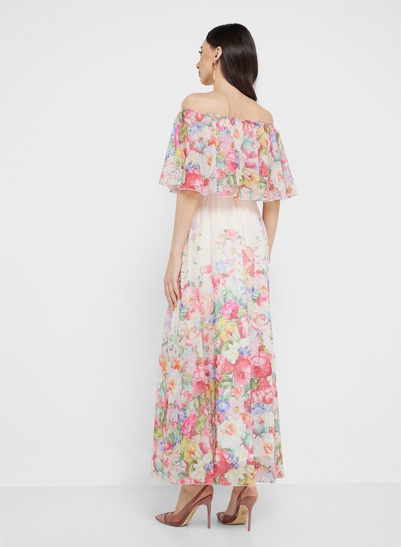 ايلا فستان مطبوع بالزهور بكتف مكشوف - Image 2
