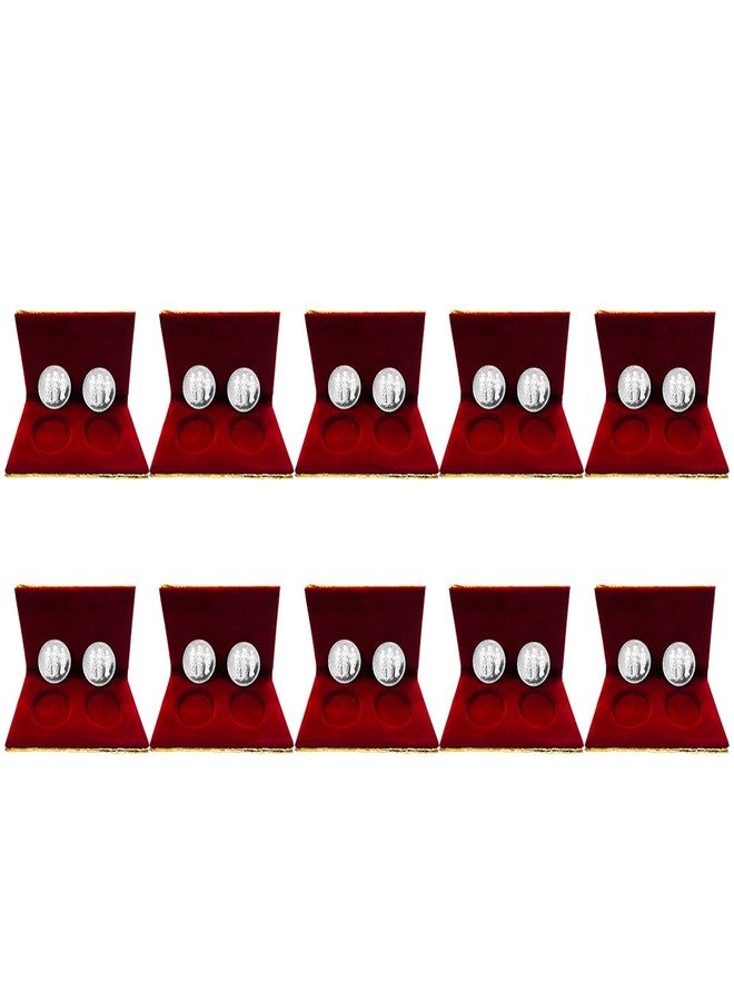 NINE10 German Silver Coins 10 Grams Silver Plated of Ram Darbaar for Ram Navami or Diwali Gift Items for Men, Women, Staff, Customer, Clients, Corporate with Velvet Gift Box (Pack of 10 Pair) - Image 1
