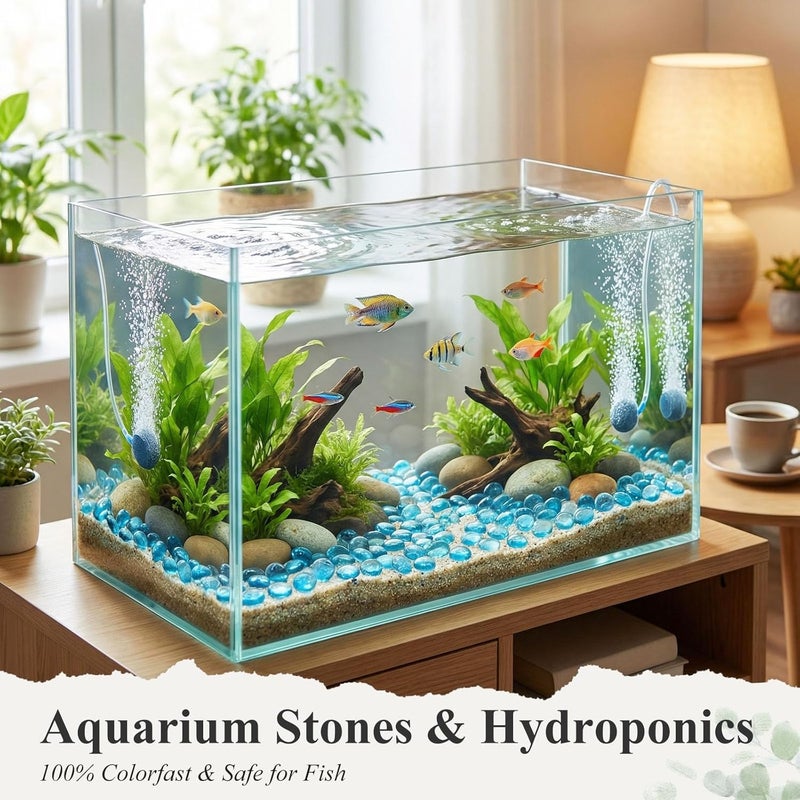 DomeStar 1LB Flat Glass Marbles, Aqua Blue Glass Beads Bulk Vase Fillers Gemstones Decorative Pebbles for Table Aquarium Home Decor DIY Craft - Image 5