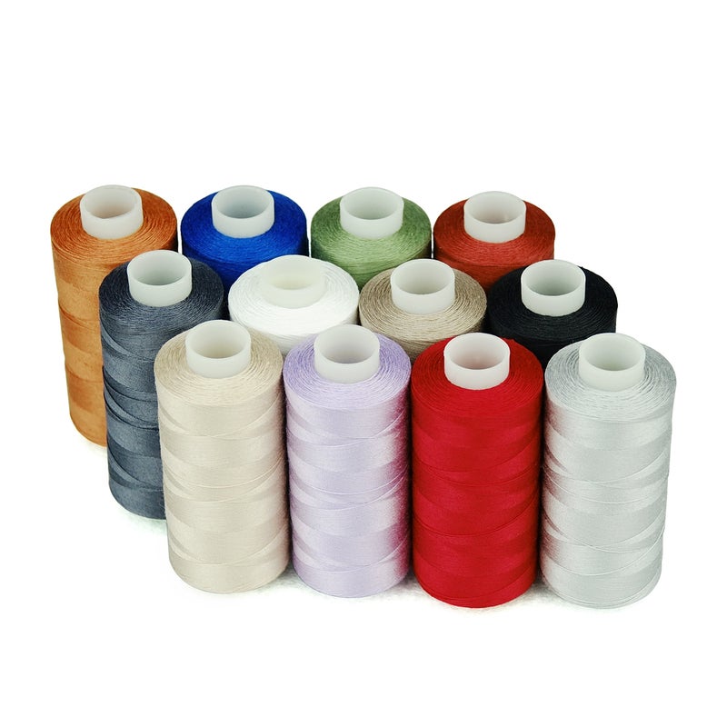 Simthread 12 Multi Colors All Purposes Cotton Quilting Thread 50s3 Thread for Piecing Sewing etc 550 Yards Each 12C01