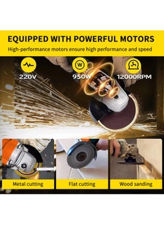 Angle Grinder 950W, Grinding Diameter 100 mm, with Angle Grinder Multi-Purpose Accessory, for Cutting, Grinding, Polishing and Rust Removal - pzsku/Z86E324AA5D513BD87059Z/45/_/1726803985/75258702-4492-4c98-a3a6-3626d80a786a