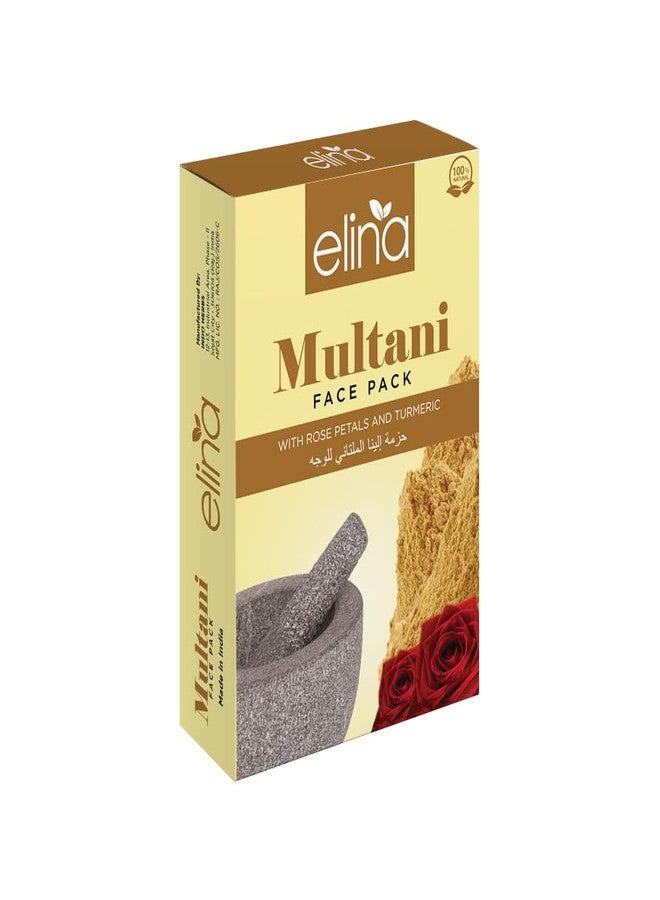 Elina Multani Mitti Face Pack with Rose Petals & Turmeric 100Gm (Pack of 1) | Deep Cleansing & Brightening | Oil Control & Acne Care | Natural Face Mask for Glowing Skin - Image 1