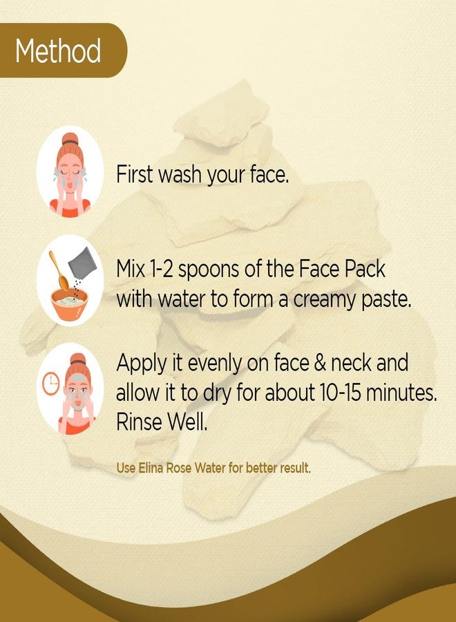 Elina Multani Mitti Face Pack with Rose Petals & Turmeric 100Gm (Pack of 1) | Deep Cleansing & Brightening | Oil Control & Acne Care | Natural Face Mask for Glowing Skin - Image 5