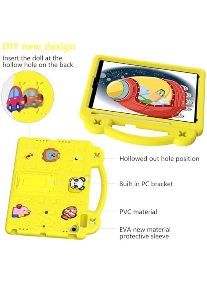 erorex Kids Case For iPad 9Th 8Th 7Th Generation Eva Silicone Shockproof Handle Kids Friendly Cover With Foldable Stand And Detachable Cartoon Doll For iPad 10.2 Inch 2021 2020 2019 Yellow  - Image 4