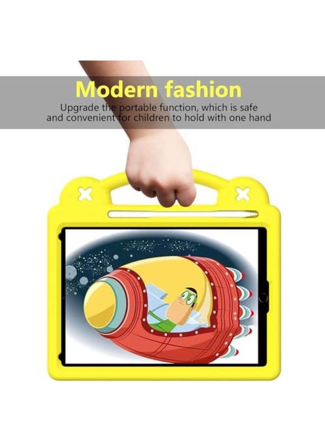 erorex Kids Case For iPad 9Th 8Th 7Th Generation Eva Silicone Shockproof Handle Kids Friendly Cover With Foldable Stand And Detachable Cartoon Doll For iPad 10.2 Inch 2021 2020 2019 Yellow  - Image 3