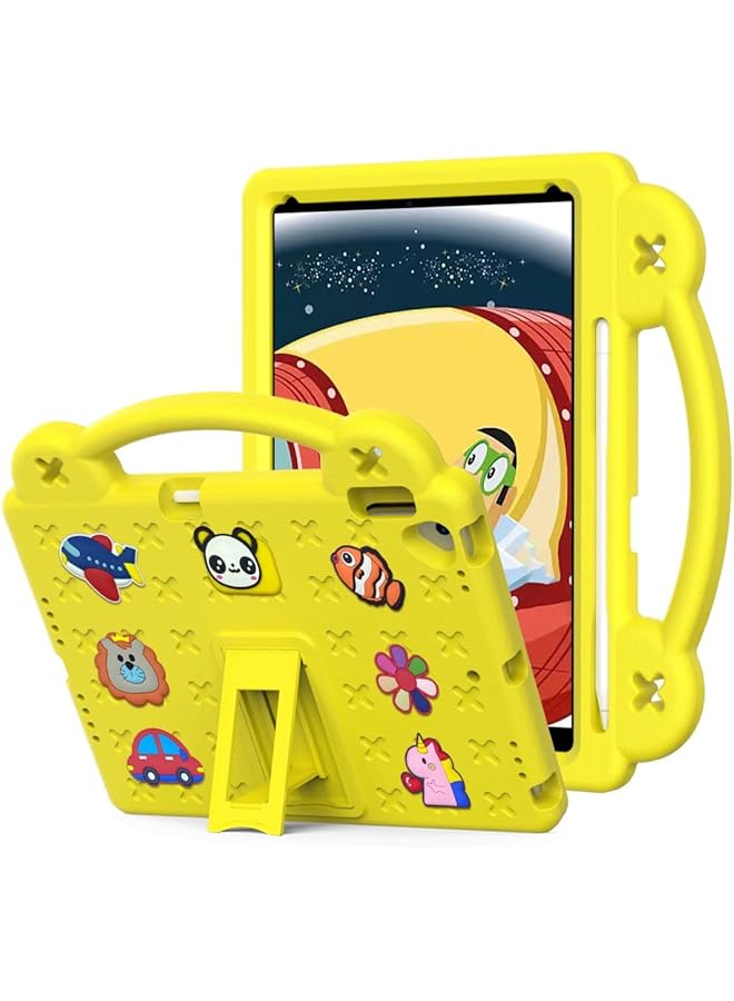 erorex Kids Case For iPad 9Th 8Th 7Th Generation Eva Silicone Shockproof Handle Kids Friendly Cover With Foldable Stand And Detachable Cartoon Doll For iPad 10.2 Inch 2021 2020 2019 Yellow  - Image 1