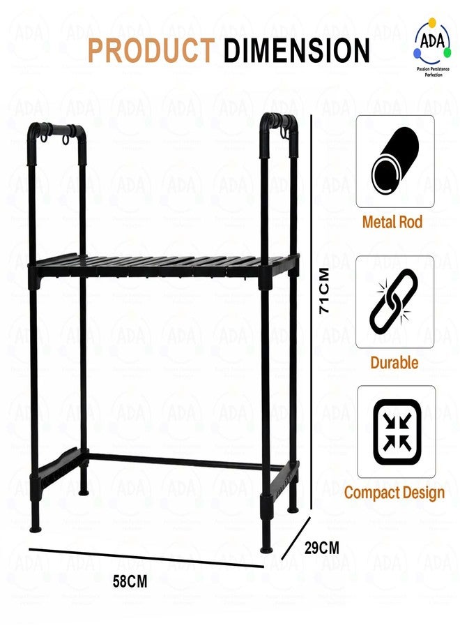 ADA Premium Oven Stand | Adjustable Multi-Tier Kitchen Organizer, Heavy Duty Microwave Rack with Storage Cabinet for Oven, Microwave & Small Appliances | Space Saving Kitchen Platform Stand - Black - Image 5