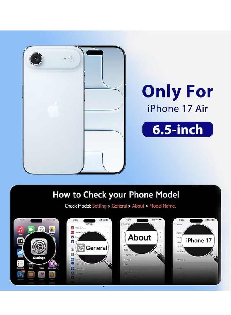 ELTRAZONE iPhone 17 Air Clear Case Compatible with MagSafe | Transparent Shockproof Cover for iPhone 17 Air 6.5-Inch | Crystal Clear, Slim Fit Protective Case with Tempered Glass Screen Protector | Anti-Scratch, Anti-Yellowing Full HD Glass for iPhone 17 Air – Perfect Everyday Protection - Image 2