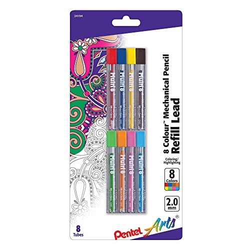 Pentel Arts® Lead Pencil Refills, 2.0 mm, Assorted Colors, Pack of 8 - Image 2