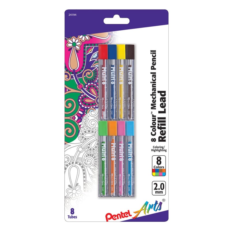 Pentel Arts® Lead Pencil Refills, 2.0 mm, Assorted Colors, Pack of 8 - Image 3