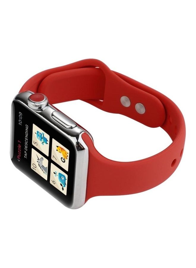 NIBEMINENT Double Buckle Replacement Wrist Strap For Apple Watch Series 7 41Mm / 6 & Se 5 4 40Mm 3 2 1 38Mm Rose Red - Image 5