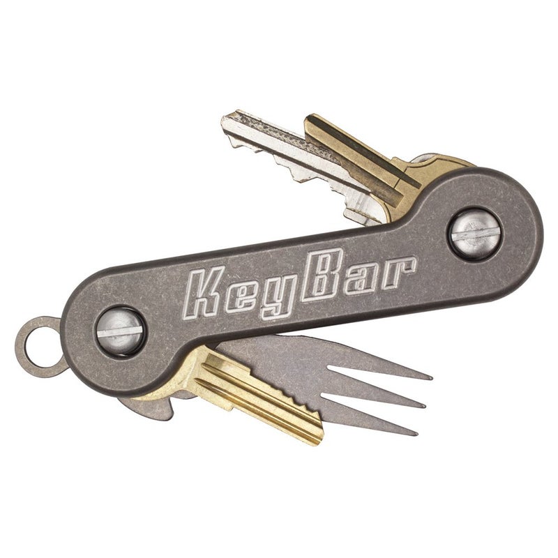KeyBar KeyBar Stonewashed Titanium USA Made Key Organizer EDC Tool | Everyday Carry Compact Key Holder Multi-Tool and Keychain Organizer with Pocket Clip (Holds up to 12 Keys)  - Image 2