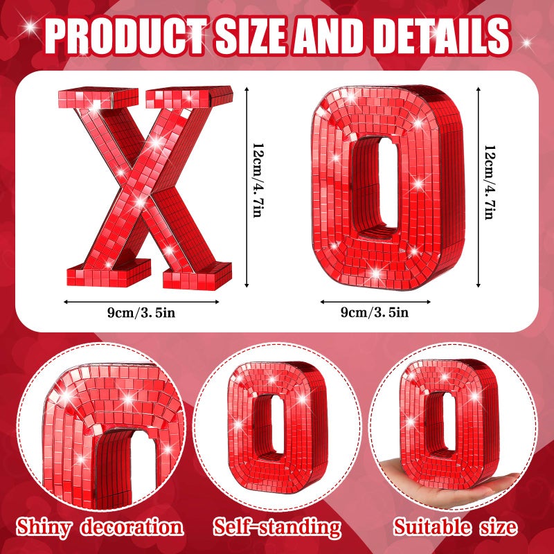 Yousoontic 4 Pcs Valentine's Day Table Decor Xoxo Letter Table Decor 3D Disco Mirror Xoxo Signs Valentines Centerpiece Bright Acrylic Mirror Centerpiece for Romantic Festival Home Bar Decoration - Image 2