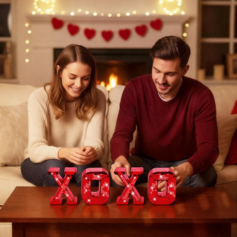 Yousoontic 4 Pcs Valentine's Day Table Decor Xoxo Letter Table Decor 3D Disco Mirror Xoxo Signs Valentines Centerpiece Bright Acrylic Mirror Centerpiece for Romantic Festival Home Bar Decoration - Image 3