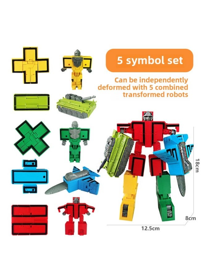 Transforming Tank Fighter Robot With Large Numbers Symbol Plastic Model Kit DIY Assembly Children's Educational Toy For Ages 4-6-Color:5 Symbols 】 - Image 1
